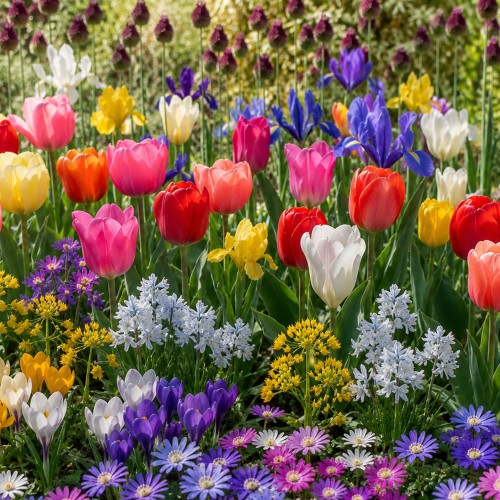 Spring Flower Bulb Collection - 300 Autumn Planting Bulbs - Tulips, Crocus, Alliums, Iris, Anemones & Puschkinia