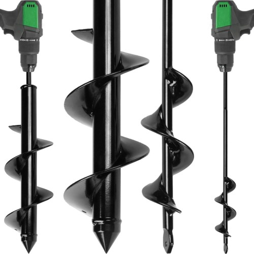 Auger Drill Bits for Planting Bulbs, Flowers, Vegetables, Potatoes, and Weed Remover - Twin Pack 8x30 & 4x22cm by Jamieson Brothers