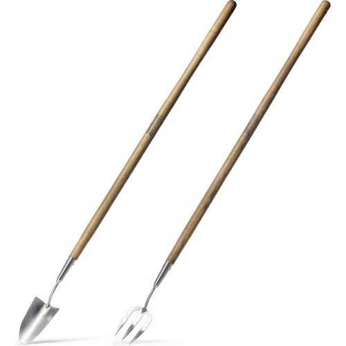 Gardening Stainless Steel Long Handled Fork and Long Handled Trowel 2 in 1 Garden Tool Set By Jamieson Brothers