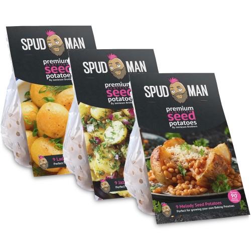 SpudMan 3x 9 Pack Seed Potato Bundle (Lady Christl, Jazzy & Melody) Easy to Grow & High Yielding Varieties Perfect for All Uses