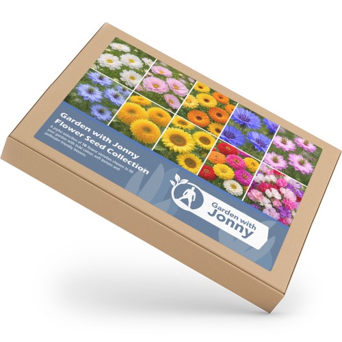 Garden with Jonny Flower Seed Collection – Mixed Annual & Perennial Garden Flowers – Easy to Grow Colourful Blooming Varieties for Beds, Borders & Pots – UK Growing