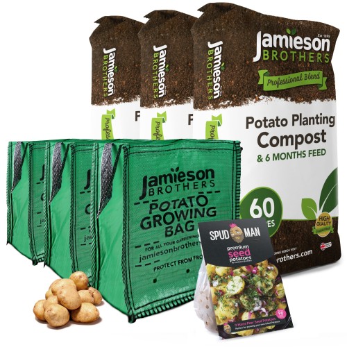 SpudMan 9 Maris Peer Seed Potatoes + 3 Grow Bags + 3 Potato Compost