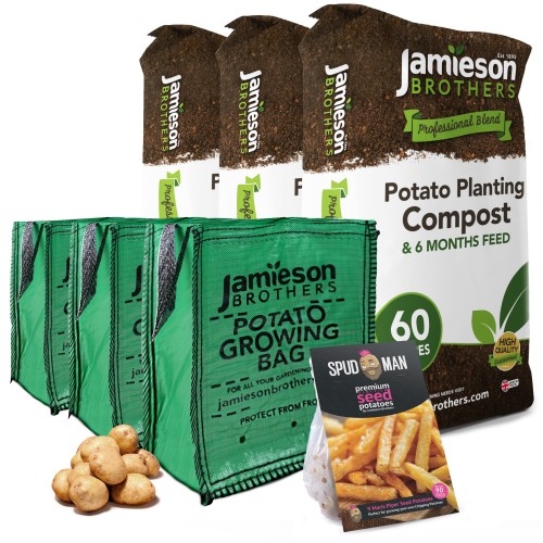 SpudMan 9 Maris Piper Seed Potatoes + 3 Grow Bags + 3 Potato Compost