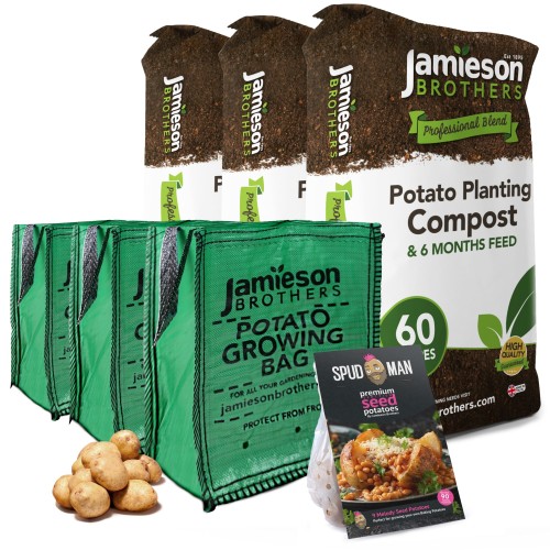 SpudMan 9 Melody Seed Potatoes + 3 Grow Bags + 3 Potato Compost