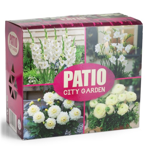 Patio City Garden White Mix (Dahlia Pinnata, Gladiolus Hortulanus, Freesia Hybrid, Ranunculus Asiaticus) 40x Spring Planting Flower Bulbs