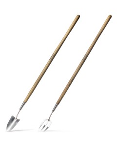 Gardening Stainless Steel Long Handled Fork and Long Handled Trowel 2 in 1 Garden Tool Set By Jamieson Brothers