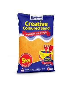 Orange Coloured Dry Play Sand – 5kg Bag Soft Sand for Kids – Make Sand Art, Arts & Craft Sand – Non-Toxic & Non-Staining – Just Add Water to Make Playsand for Kids – Jamieson Brothers Creative Sand