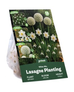 White Spring Flowering Lasagne Bulb Planting Kit - Layered Perennial Flower Bulbs for Garden Pots & Containers, Mixed Snowdrops, Daffodils & Alliums – by Jamieson Brothers