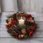 30cm Christmas Wreath for Front Door or Table Centre Realistic Natural Red Xmas Wreath with Baubles, Flowers, Berries and Pine Cones for Indoor & Outdoor Christmas Decor Home Decoration
