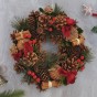 30cm Christmas Wreath for Front Door Realistic Natural Red Xmas Wreath with Baubles, Flowers, Berries and Pine Cones for Indoor & Outdoor Christmas Decor Home Decoration