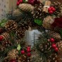 30cm Christmas Wreath for Front Door or Table Centre Realistic Natural Red Xmas Wreath with Baubles, Flowers, Berries and Pine Cones for Indoor & Outdoor Christmas Decor Home Decoration