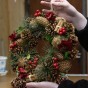 30cm Christmas Wreath for Front Door or Table Centre Realistic Natural Red Xmas Wreath with Baubles, Flowers, Berries and Pine Cones for Indoor & Outdoor Christmas Decor Home Decoration