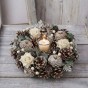 30cm Christmas Wreath for Front Door or Table Centre Realistic White Frosted Xmas Wreath with Xmas Baubles, Flowers, Berries and Pine Cones for Indoor & Outdoor Christmas Decor Home Decoration