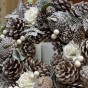 30cm Christmas Wreath for Front Door or Table Centre Realistic White Frosted Xmas Wreath with Xmas Baubles, Flowers, Berries and Pine Cones for Indoor & Outdoor Christmas Decor Home Decoration
