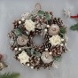 30cm Christmas Wreath for Front Door or Table Centre Realistic White Frosted Xmas Wreath with Xmas Baubles, Flowers, Berries and Pine Cones for Indoor & Outdoor Christmas Decor Home Decoration