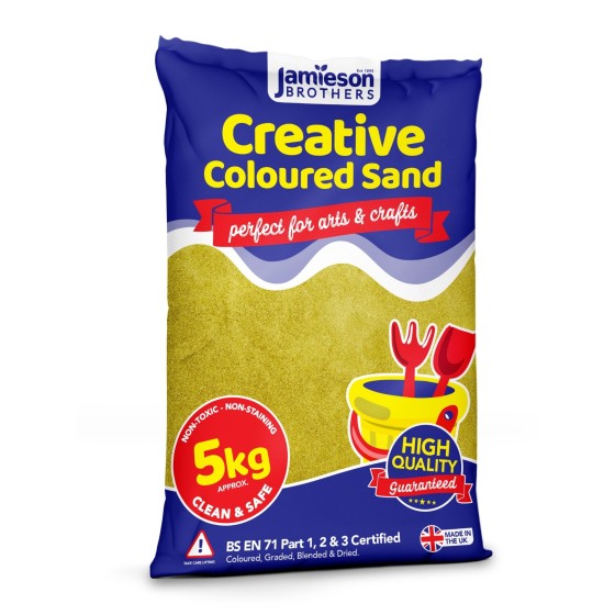Yellow Coloured Dry Play Sand – 15kg Bag Soft Sand for Kids – Make Sand Art, Arts & Craft Sand – Non-Toxic & Non-Staining – Just Add Water to Make Playsand for Kids – Jamieson Brothers Creative Sand