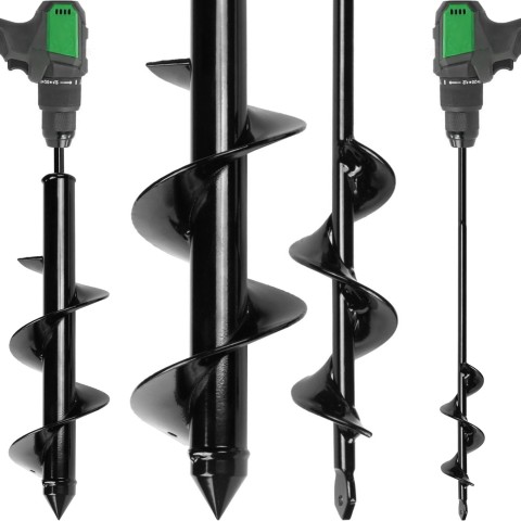 Auger Drill Bits for Planting Bulbs, Flowers, Vegetables, Potatoes, and Weed Remover - Twin Pack 8x30 & 4x22cm by Jamieson Brothers