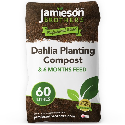 Dahlia Planting Compost 6 Months Feed Designed to maximise roots and dahlia growth By Jamieson Brothers