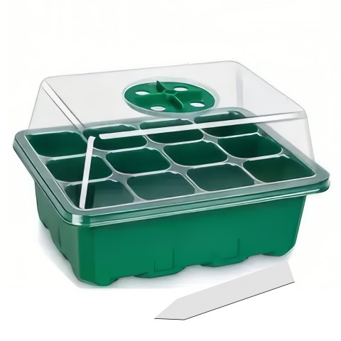 Garden Grow Plug and Seed Growing Cell Tray Perfect for Growing, Herbs, Flowers, Fruit or Vegetable Seeds Including 1 Tray, 1 Plug Planting Tray, Transparent Top with Changeable Vents & Plant Tag