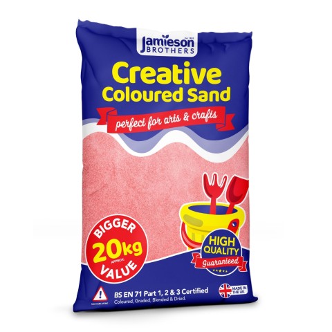 Peach Coloured Dry Play Sand – 20kg Bag Soft Sand for Kids – Make Sand Art, Arts & Craft Sand – Non-Toxic & Non-Staining – Just Add Water to Make Playsand for Kids – Jamieson Brothers Creative Sand