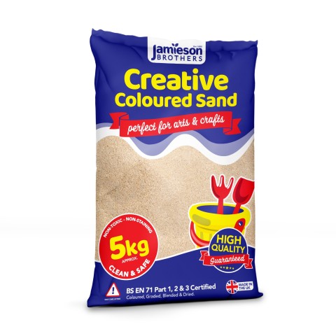 Natural Moist Play Sand – 5kg Bag Soft Sand for Kids – Make Sand Art, Arts & Craft Sand – Non-Toxic & Non-Staining – Just Add Water to Make Playsand for Kids – Jamieson Brothers Creative Sand