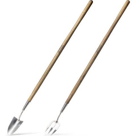 Gardening Stainless Steel Long Handled Fork and Long Handled Trowel 2 in 1 Garden Tool Set By Jamieson Brothers