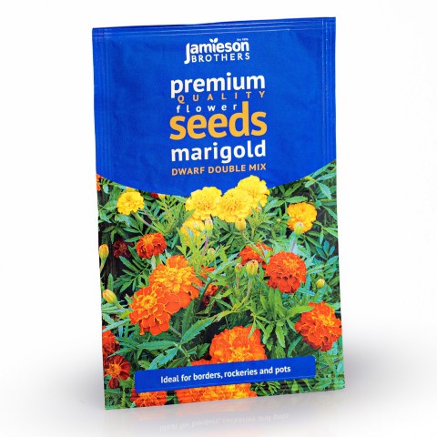 Marigold French Dwarf Double Mixed Flower Seeds (Approx. 95 seeds) - By Jamieson Brothers®