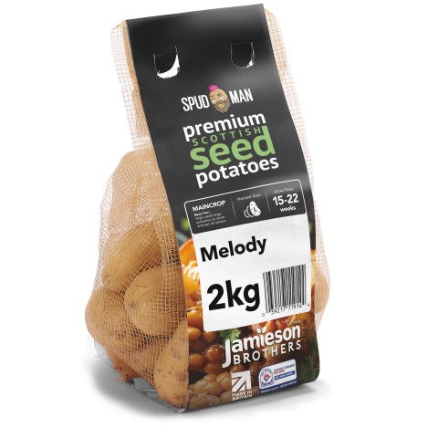 SpudMan Melody 2kg (Approx. 20-25) Seed Potatoes, Ideal for Baked Potatoes, Grows Approx. 200 Baking Potatoes