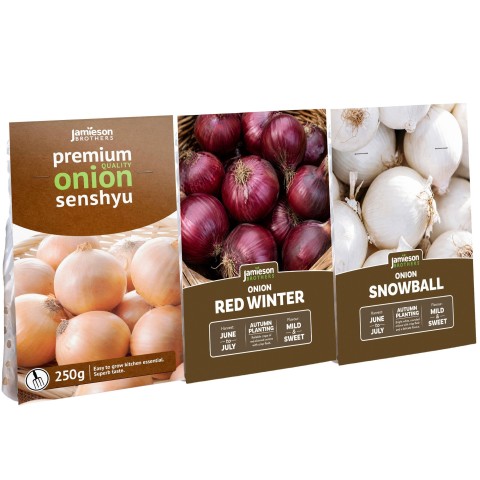 Mixed Winter Onion Sets 3-Pack (750g, Approx. 150 Bulbs) Red Winter, Senshyu and Snowball for Planting Now in UK Autumn by Jamieson Brothers