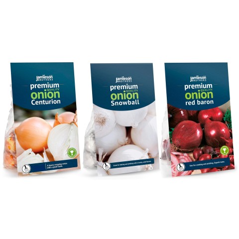 Mixed Spring Onion Sets 3 packs (Centurion, Snowball and Red Baron) by Jamieson Brothers - Bulb Size 14/21