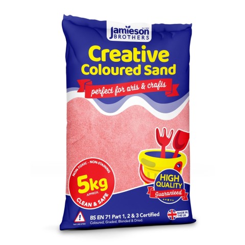 Peach Coloured Dry Play Sand – 5kg Bag Soft Sand for Kids – Make Sand Art, Arts & Craft Sand – Non-Toxic & Non-Staining – Just Add Water to Make Playsand for Kids – Jamieson Brothers Creative Sand