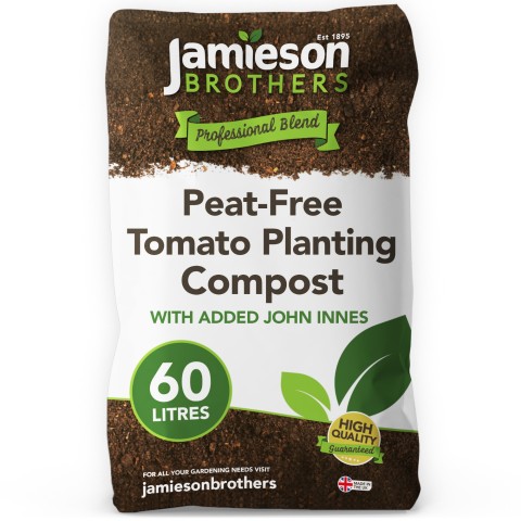 Peat-Free Tomato Compost with added John Innes 60L - 6 months feeding in this professional blend by Jamieson Brothers