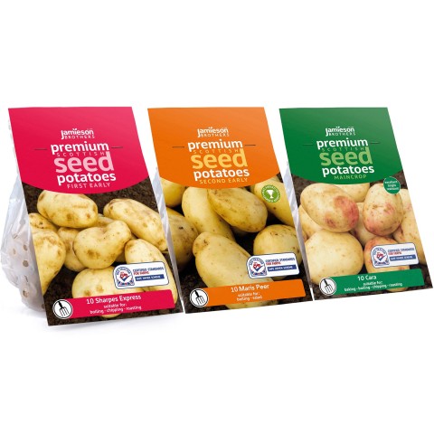 3x10 Tuber Bundle Sharpes Express, Maris Peer & Cara Seed Potatoes 