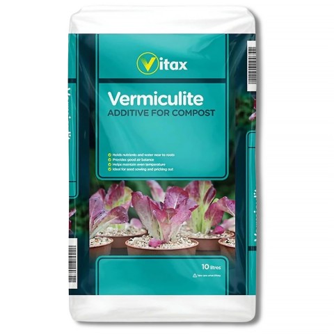 Vitax Vermiculite - 10L bag, lightweight flakes that increase the retention of water and nutrients