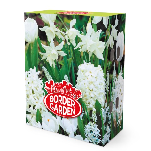 White Garden Mix: Crocus Jeanne d'Arc, Puschkinia libanotica, Muscari White Magic, Hyacinthus Carnegie, Daffodil (Narcissus) Thalia & Tulip White Prince